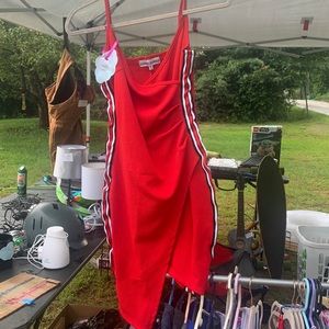 Red Mini Dress w/ Stipes on Side